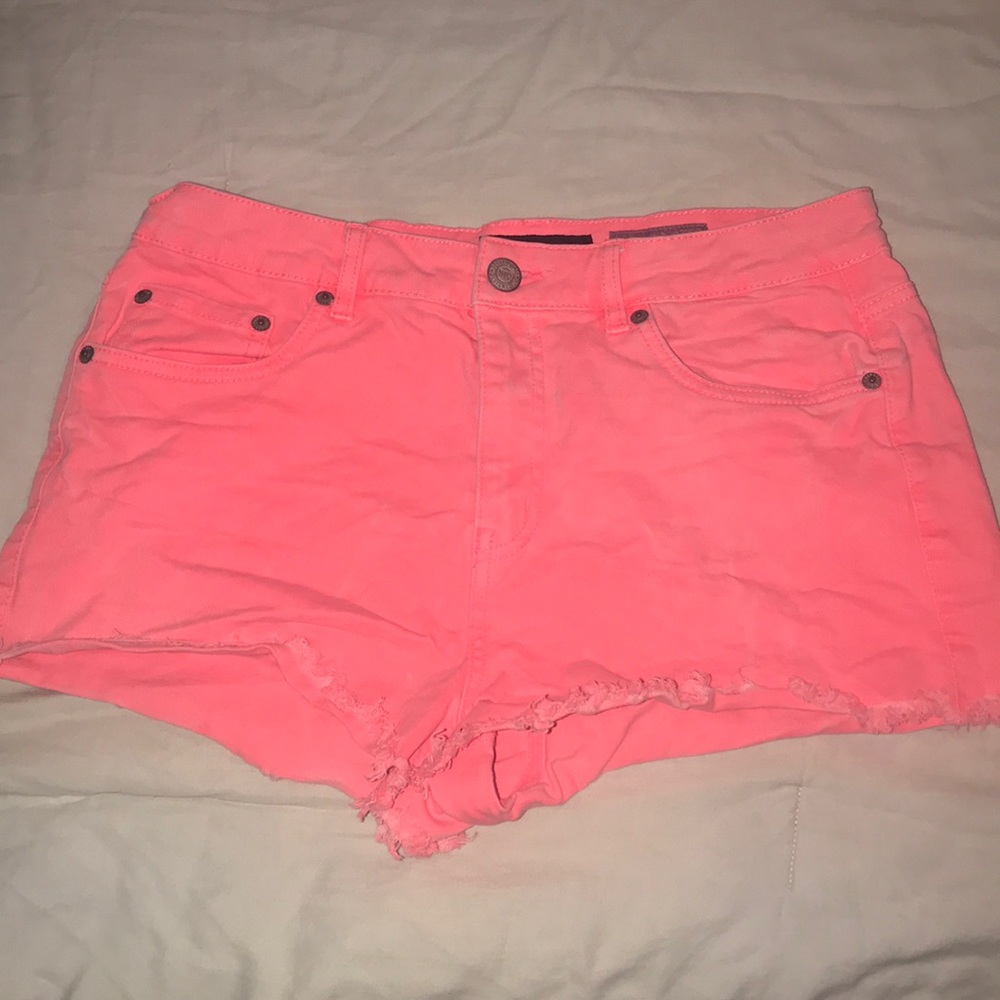 AEROPOSTALE Bright Pink High Waisted Denim Shorts